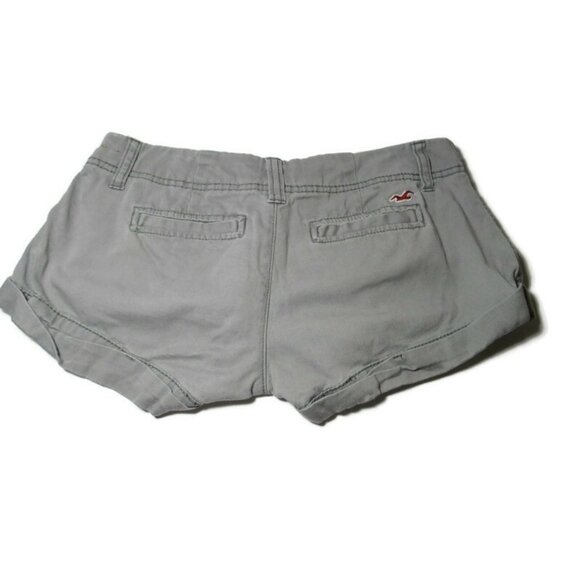 Hollister Booty Shorts Gray Womens Embroidered Logo Seagull Size 1 - Picture 4 of 6
